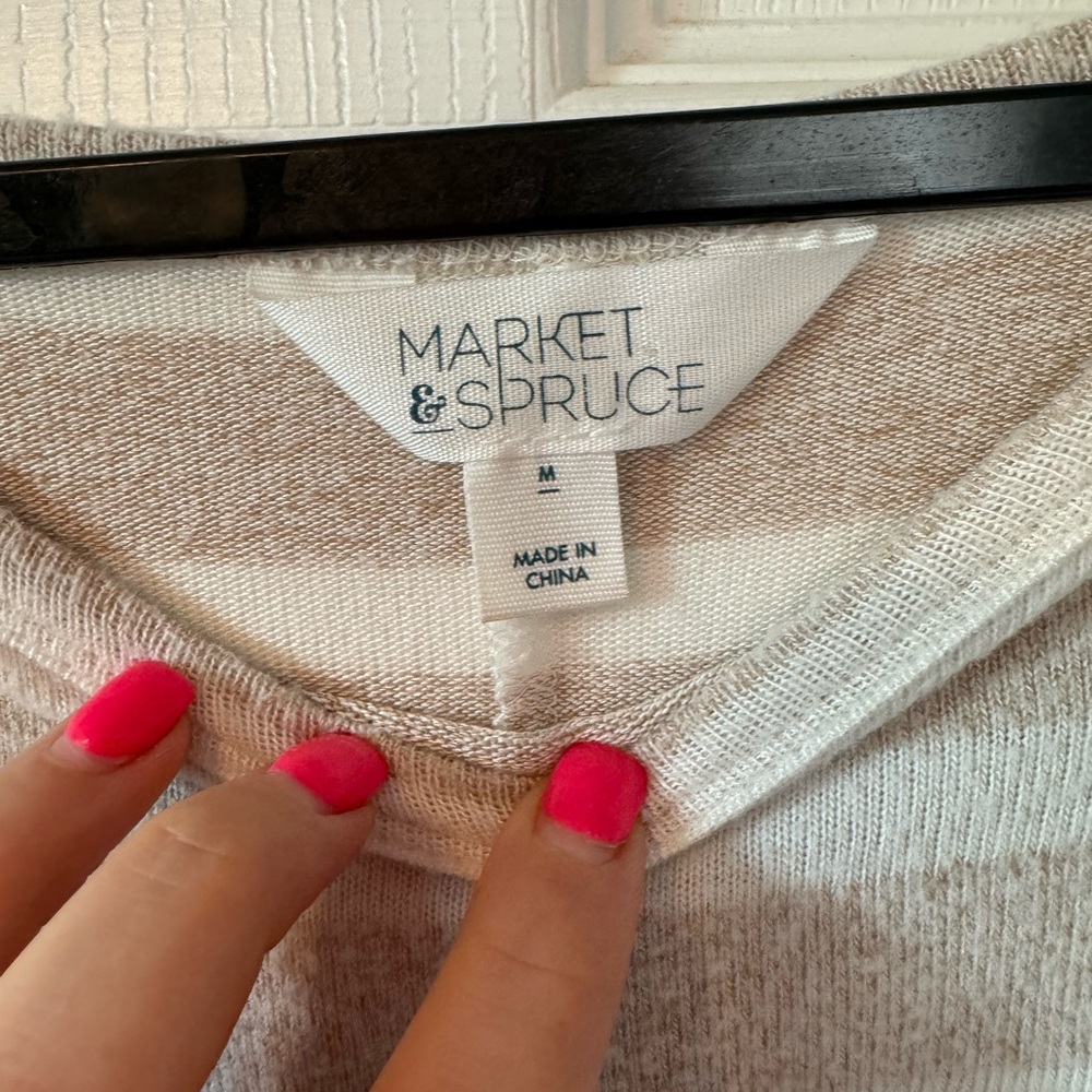 Women’s casual top - Tan and White Stripe print